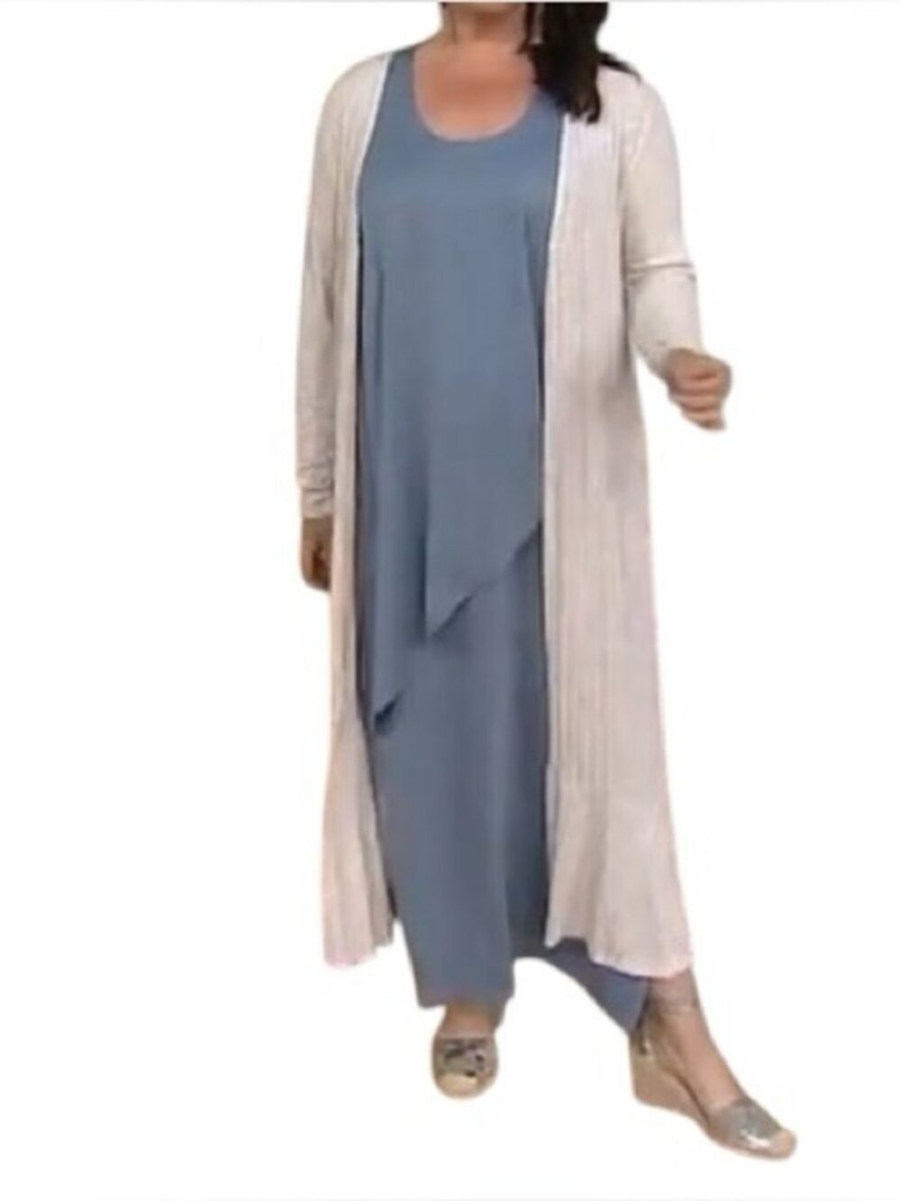 Lisa Rinna Collection Knit Duster with Ruffle Hemline